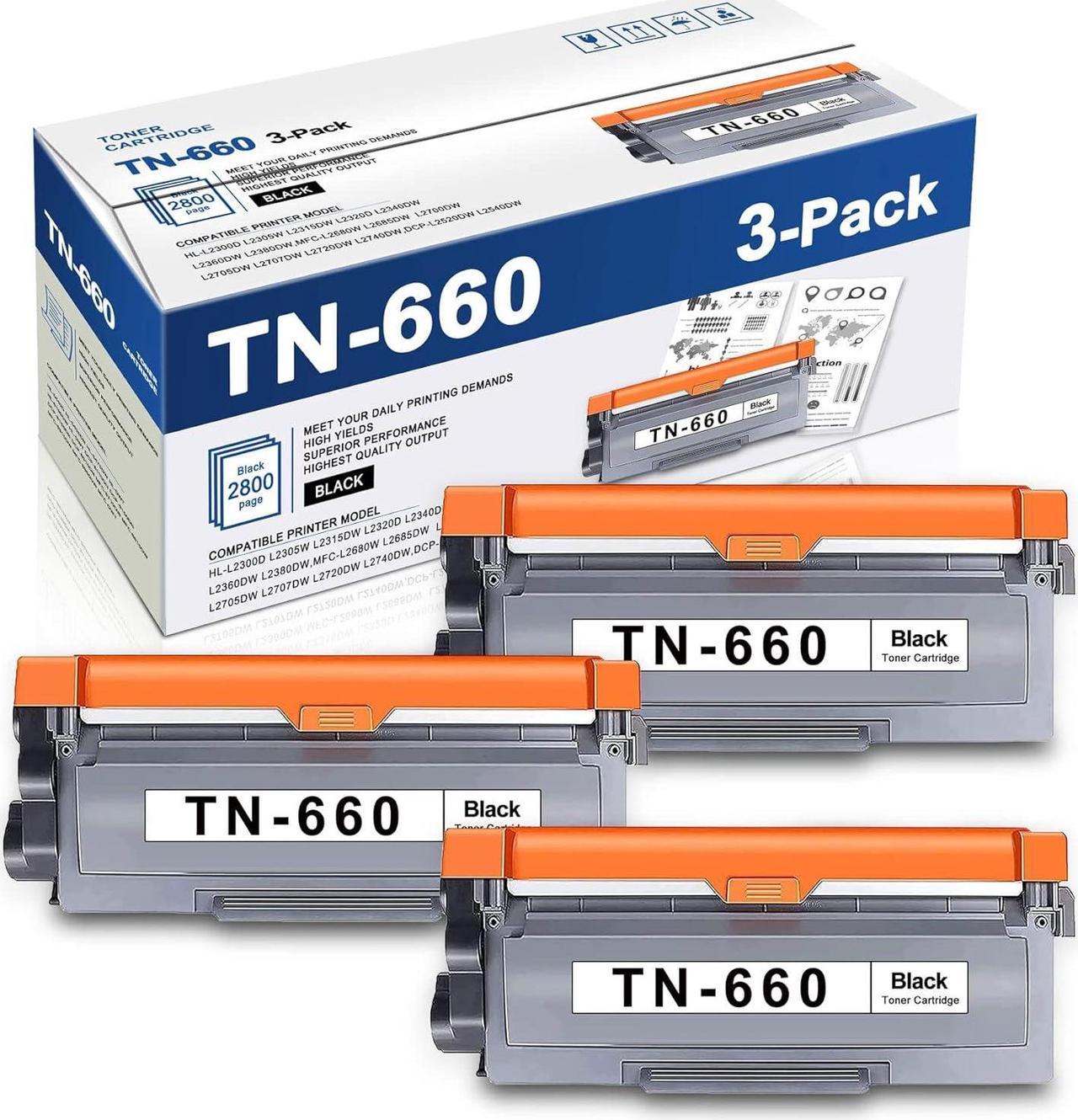 TANFENJR TN-660 TN660 High Yield Cartridges Compatible Replacement for Brother HL-L2300D L2315DW L2380DW,MFC-L2680W L2707DW,DCP-L2520DW Printer Toner Cartridge (3-Pack, Black)