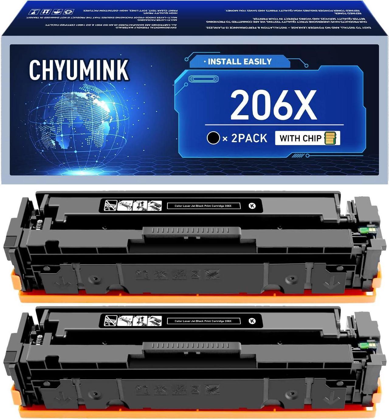 (with CHIP) Chyumink Replacement for HP 206X W2110X 206A W2110a Compatible Toner Cartridge for HP Laserjet Pro MFP M283FDW M255DW M283CDW M283 M255 Black Printer Ink (2-Pack, High Yield)