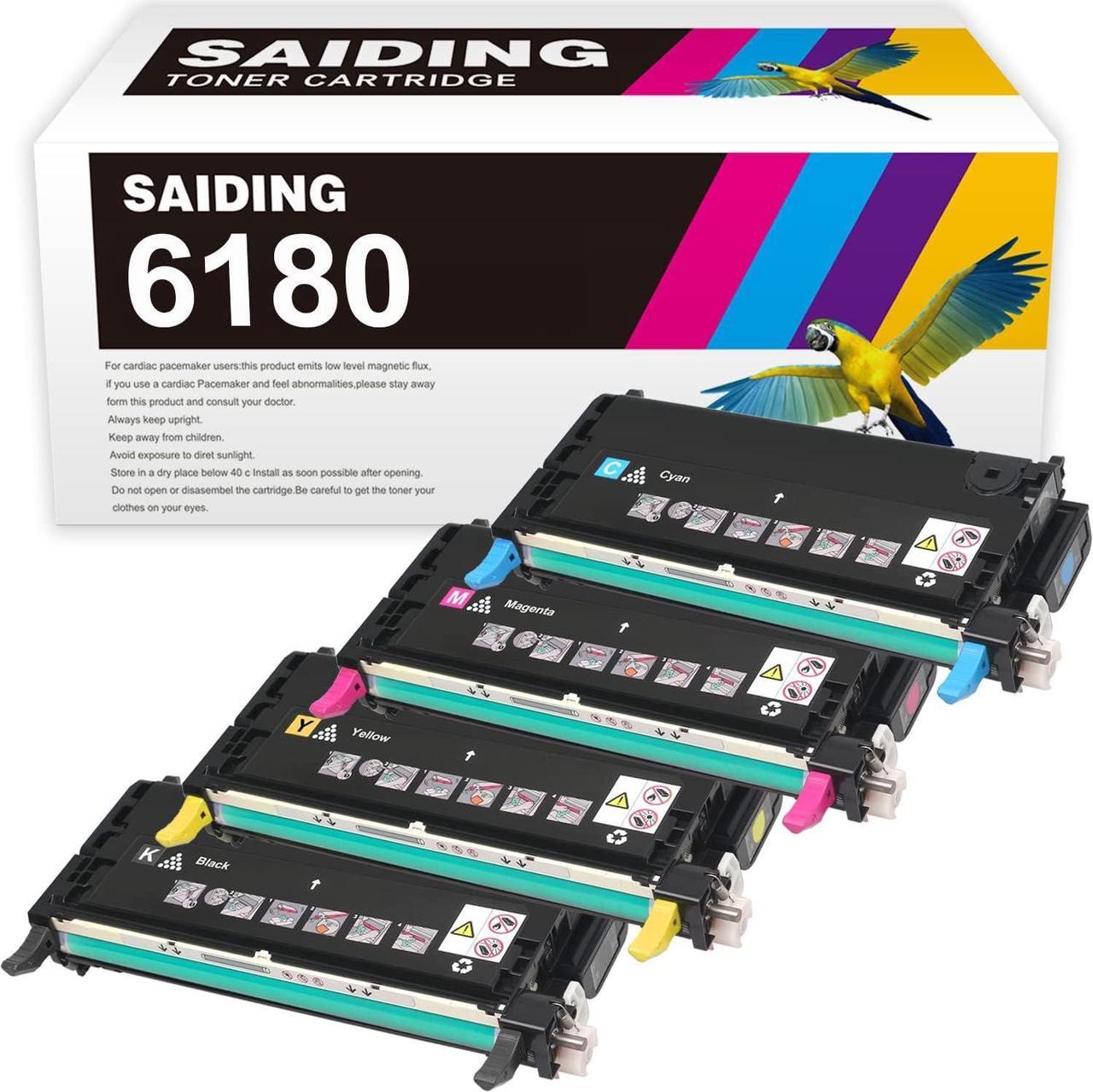 SAIDING Remanufactured Toner Cartridges Replacement for Xerox 6180 113R00726 113R00723 113R00724 113R00725 to Use with 6180N 6180DN 6180MFP-D 6180MFP-N Printer