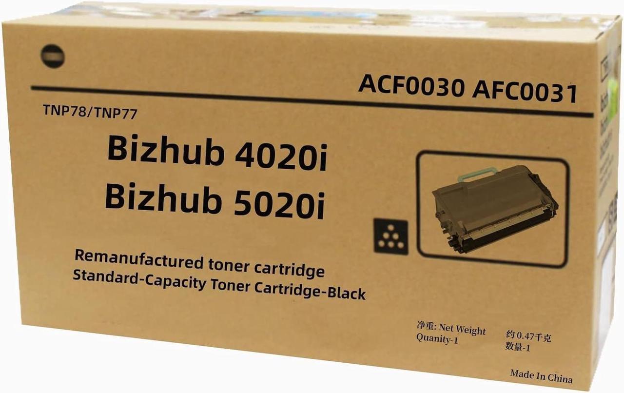 ZHANBO Remanufactured TNP78 TNP77 1Pack Black Toner Cartridge ACF0030 AFC0031 Compatible with Konica Minolta Bizhub 4020I 5020I Printers 12,000 Pages