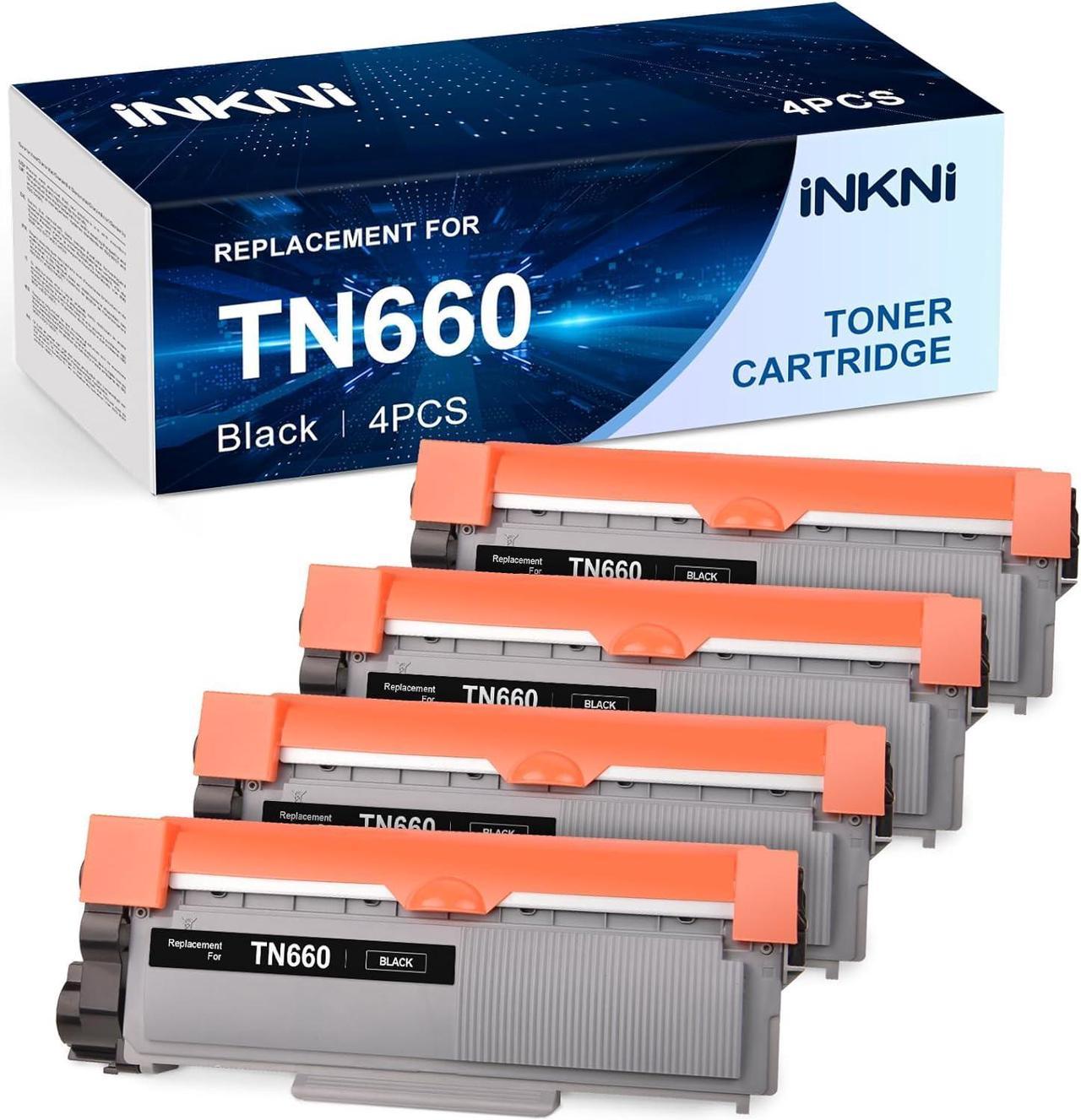 InkNI TN660 TN630 Compatible Toner Cartridge Replacement for TN660 TN-660 TN630 TN-630 High Yield to use with HL-L2300D HL-L2380DW DCP-L2540DW MFC-L2700DW MFC-L2740DW Printer (Black, 4-Pack)