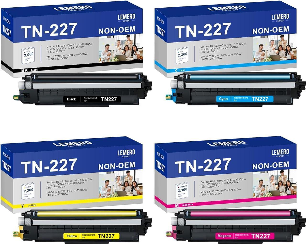 TN227 LemeroUexpect Compatible Toner Cartridge Replacement for Brother TN227 TN-227 TN223 TN227BK TN227C TN227M TN227Y for HL-L3270cdw MFC-L3770cdw HL-L3290cdw HL-L3210cw Black Cyan Magenta Yellow,4P