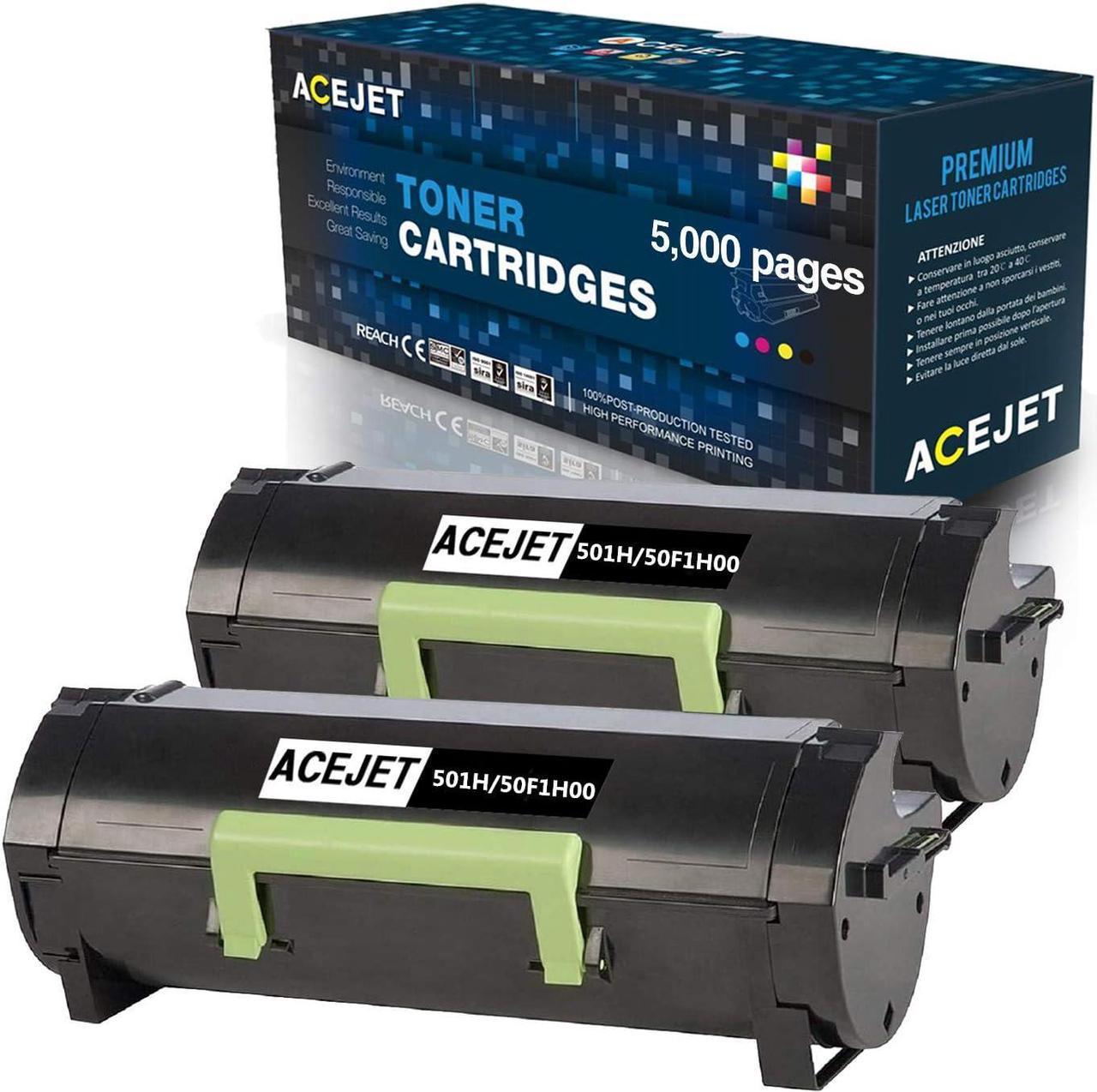 ACEJET Remanufactured 501H 50F1H00 Toner Cartridge Replacement for 50F1H00 501 Toner Work for MS312dn MS610dn MS310 MS510dn MS415dn MS310dn MS310d MS315dn MS410d MS410dn MS610de(Black,2-Pack)