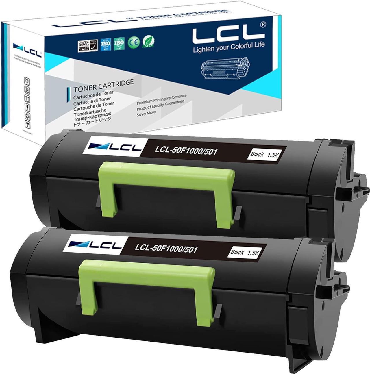 LCL Compatible Toner Cartridge Replacement for Lexmark 50F1000 50F000G 500G 501 MS310d MS310dn MS312DN MS410d MS410dn MS415DN MS510dn MS610DN MS610DTN MS610DE MS610DTE (2-Pack Black)