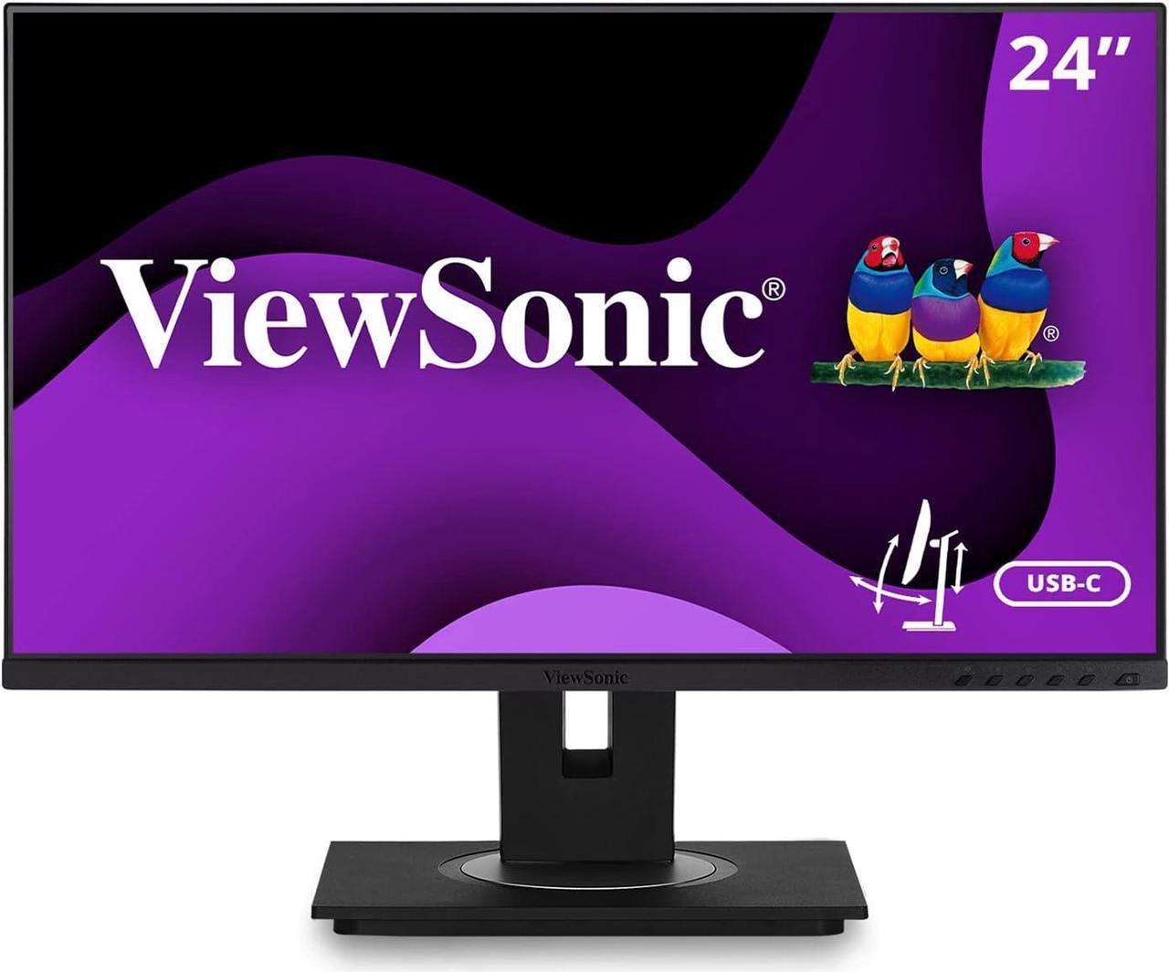 ViewSonic VG2456 24 Inch 1080p Monitor with USB 3.2 Type C Docking Built-in Gigabit Ethernet and 40 Degree Tilt Ergonomics for Home and Office