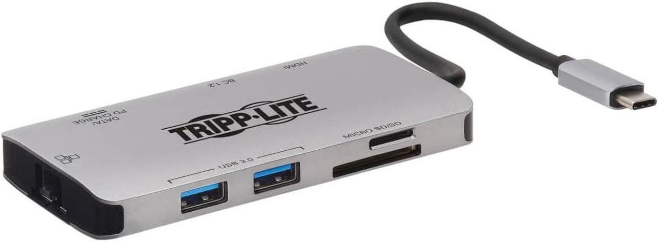 Tripp Lite USB C Docking Station 4k USB Hub HDMI SD/Micro SD Gbe Charging (U442-DOCK5-GY)