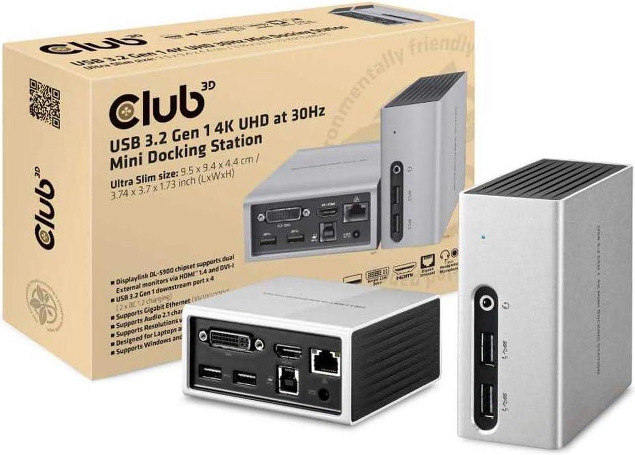 Club 3D CSV-3104D 4K Docking Station for Laptops, HDMI and DVI to USB 3.0