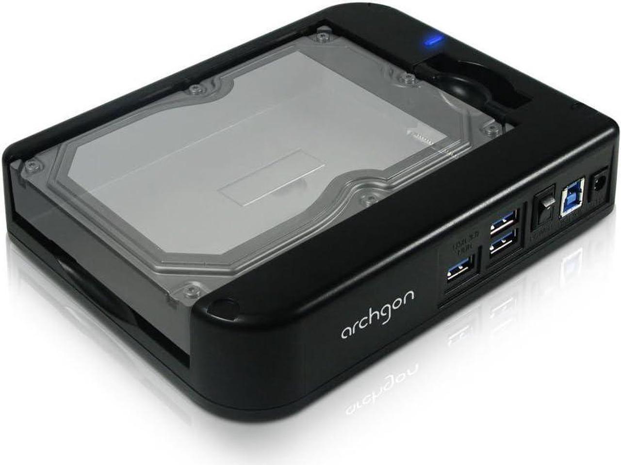 Archgon MH-3507HUB-U3A USB 3.0 Patented Hard Drive Docking Station, Plus 3 Ports USB 3.0 Hub, Optimized for UASP & SATA III 6.0 Gbps Transfer Rate