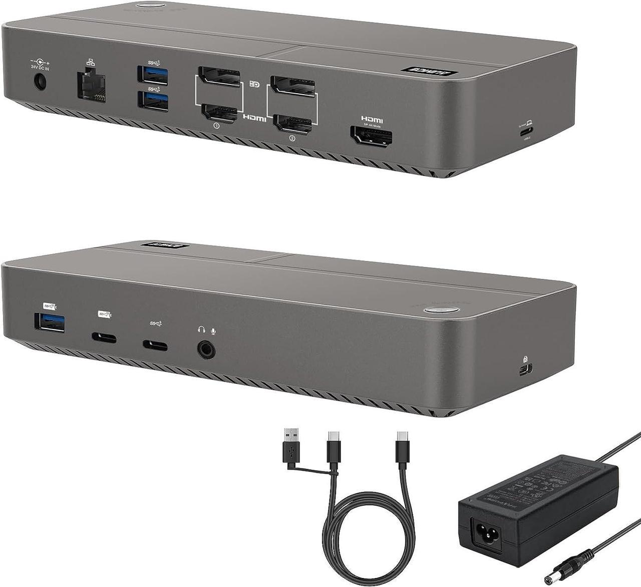 USB C Docking Station Triple Monitors, DisplayLink Dock for M1 M2 Mac and Windows Laptops, 15 in 1 USB C/USB A 3.0 Ports Laptop Dock 4K@60Hz with 3 HDMI,2 DP, USB 3.2 Gen 2, RJ45,130W AC Power Supply