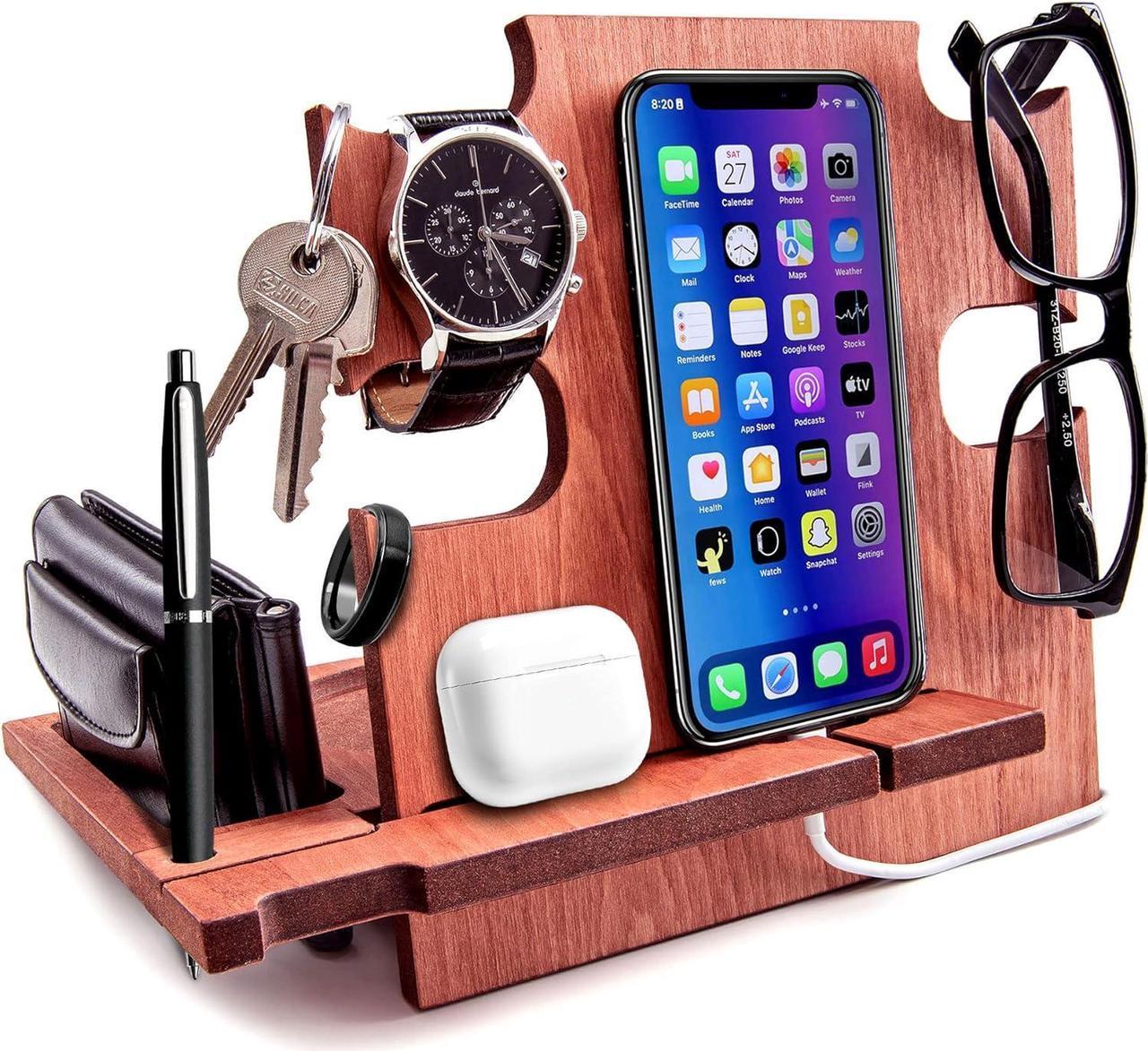 Docking Station, for Men, Gift for Husband, Gift for Dad, Wooden Docking Station, Cell Phone Stand