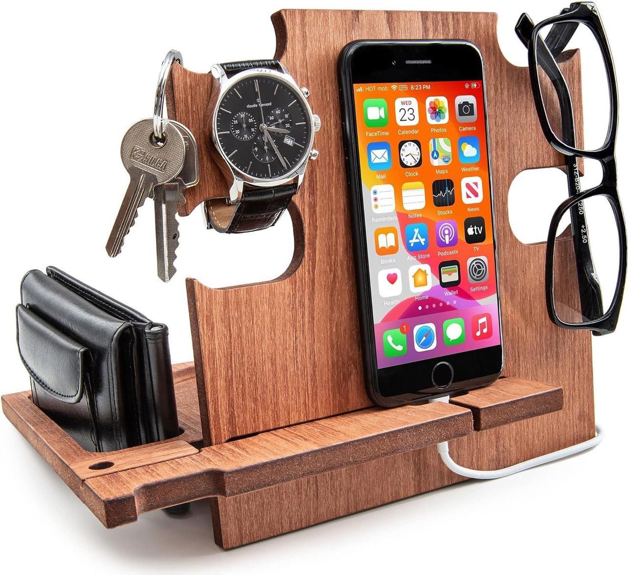 Docking Station, for Men, Gift for Husband, Gift for Dad, Wooden Docking Station, Cell Phone Holder