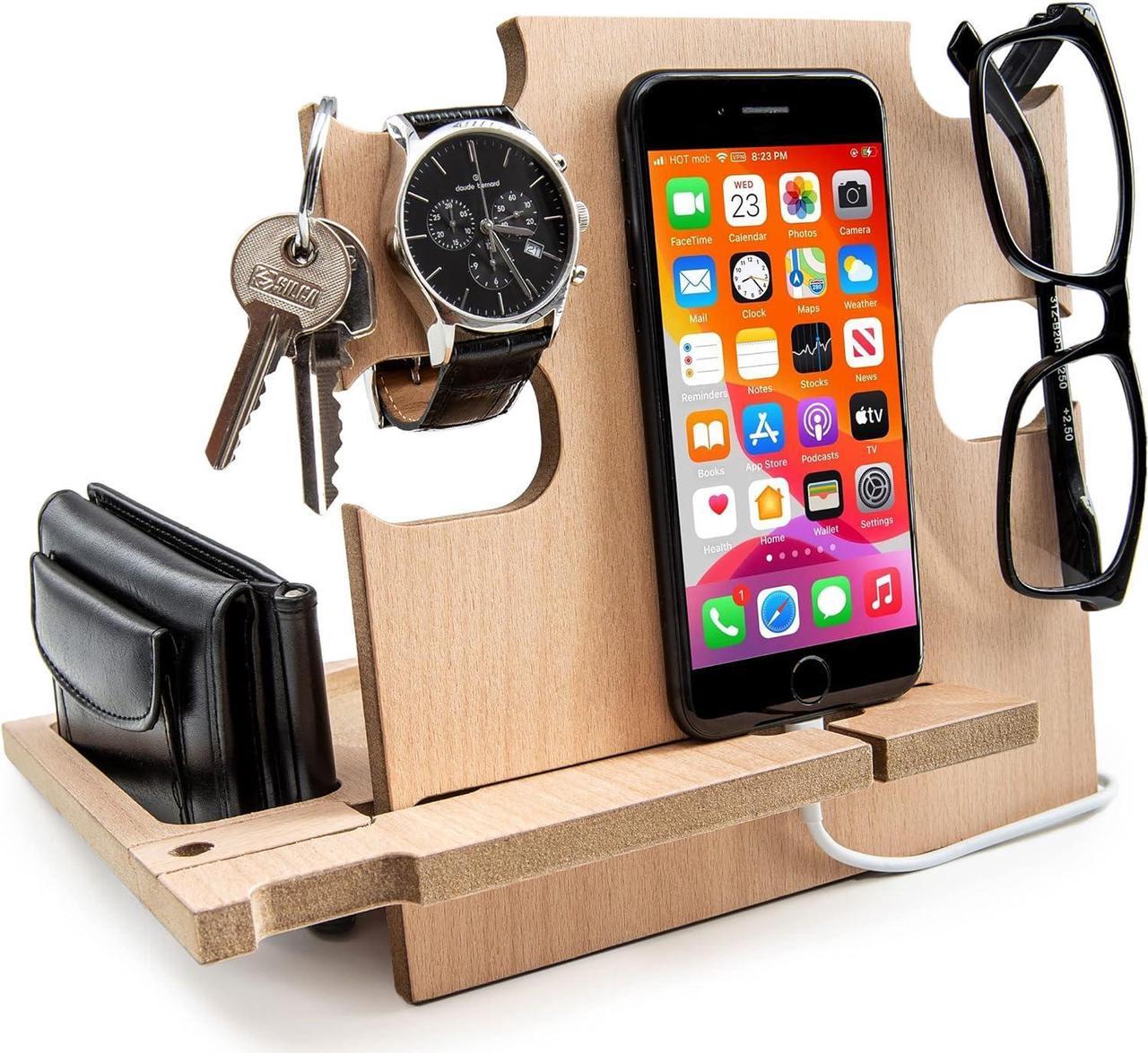 Docking Station, for Men, Gift for Husband, Gift for Dad, Wooden Docking Station, Cell Phone Holder