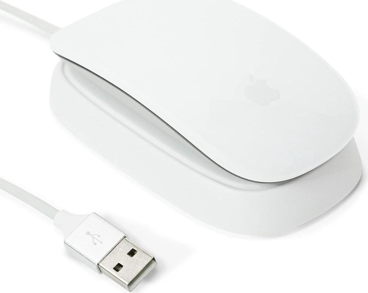 Ascrono - Charging Station for Apple Magic Mouse 2 - White - Perfect Magic Mouse 2 Accessories | Usable As Charging Dock, Stand & Charger | Includes 5ft (1.5m) USB-A to Lightning Cable