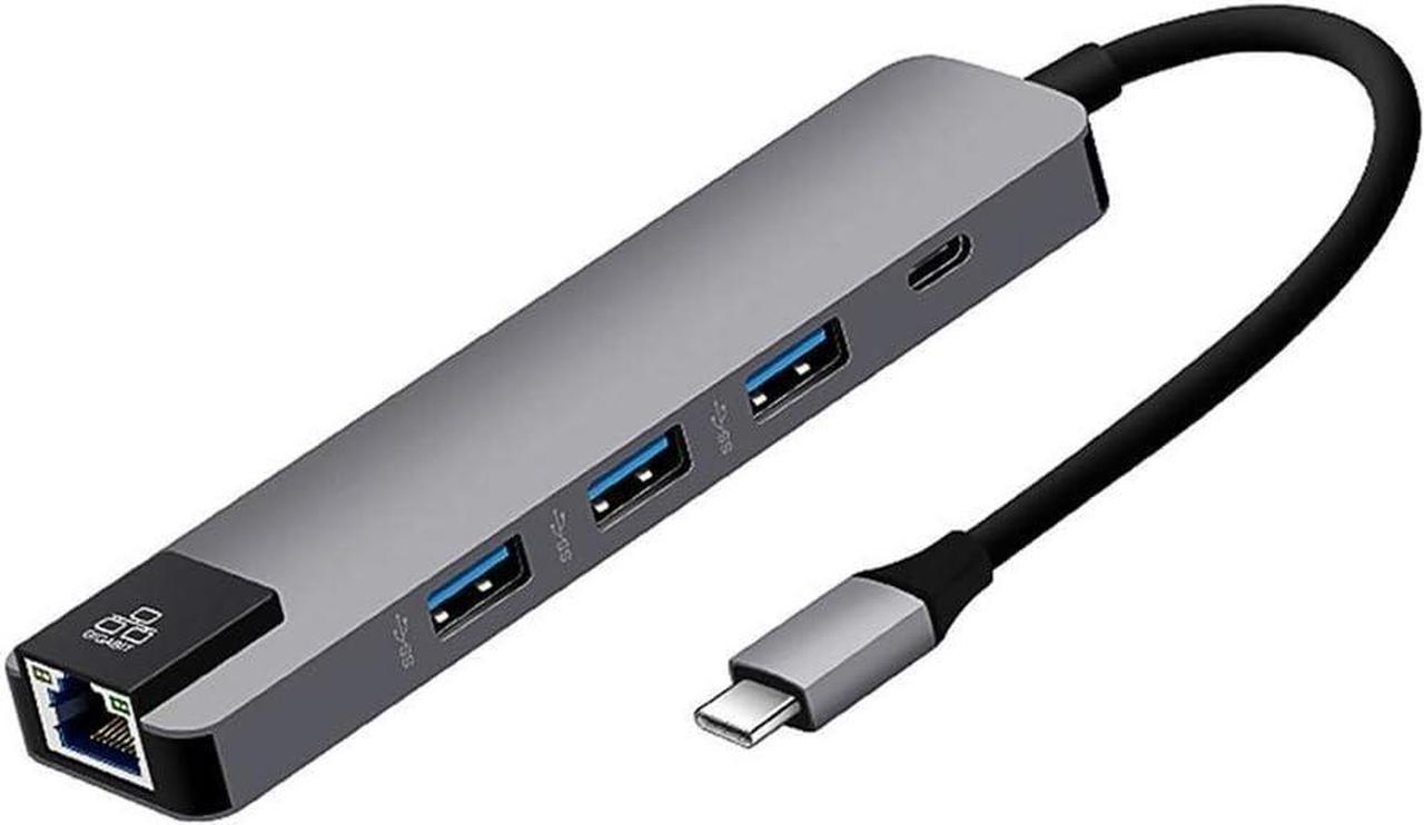 WYKDL USB C Hub 5 in 1 USB C RJ45 with USB 3.0 * 3, PD3.0 * 1 4K @ 30HZ Compatible with Thunderbolt 3 USB C Type C Hub for USB C Hub USB-C Laptop Docking Station