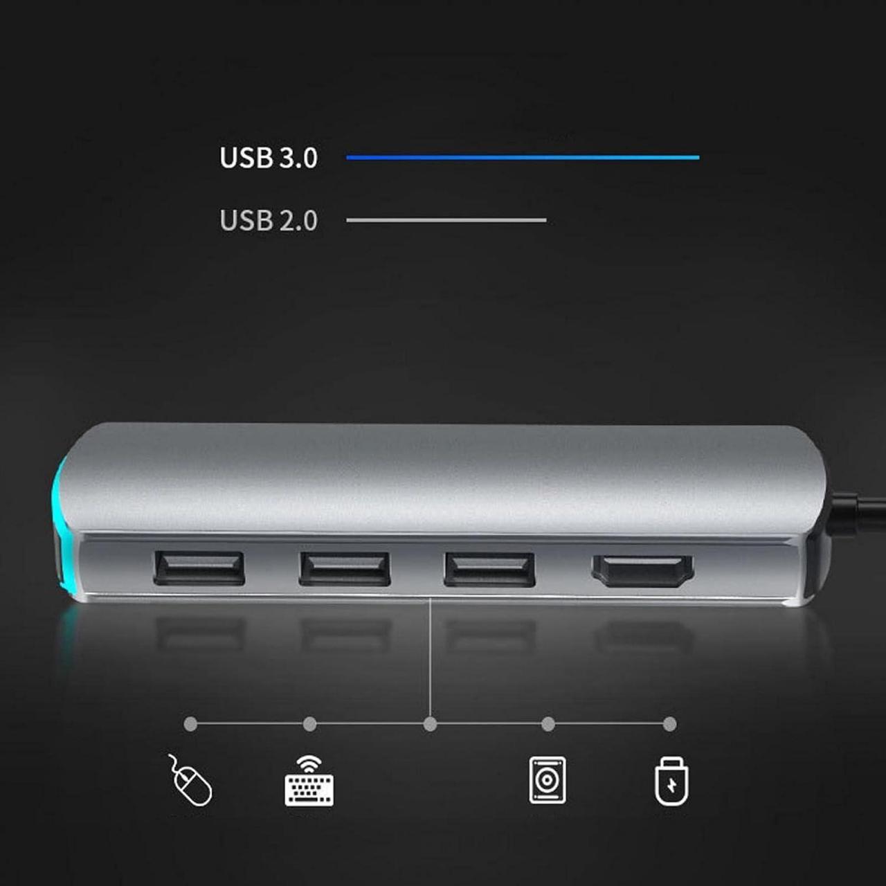 Alt view image 5 of 7 - USB C Hub Multiport Adapter,8 in 1 Docking Station Multifunctional TypeC to HDMI Hub with PD Charging Light