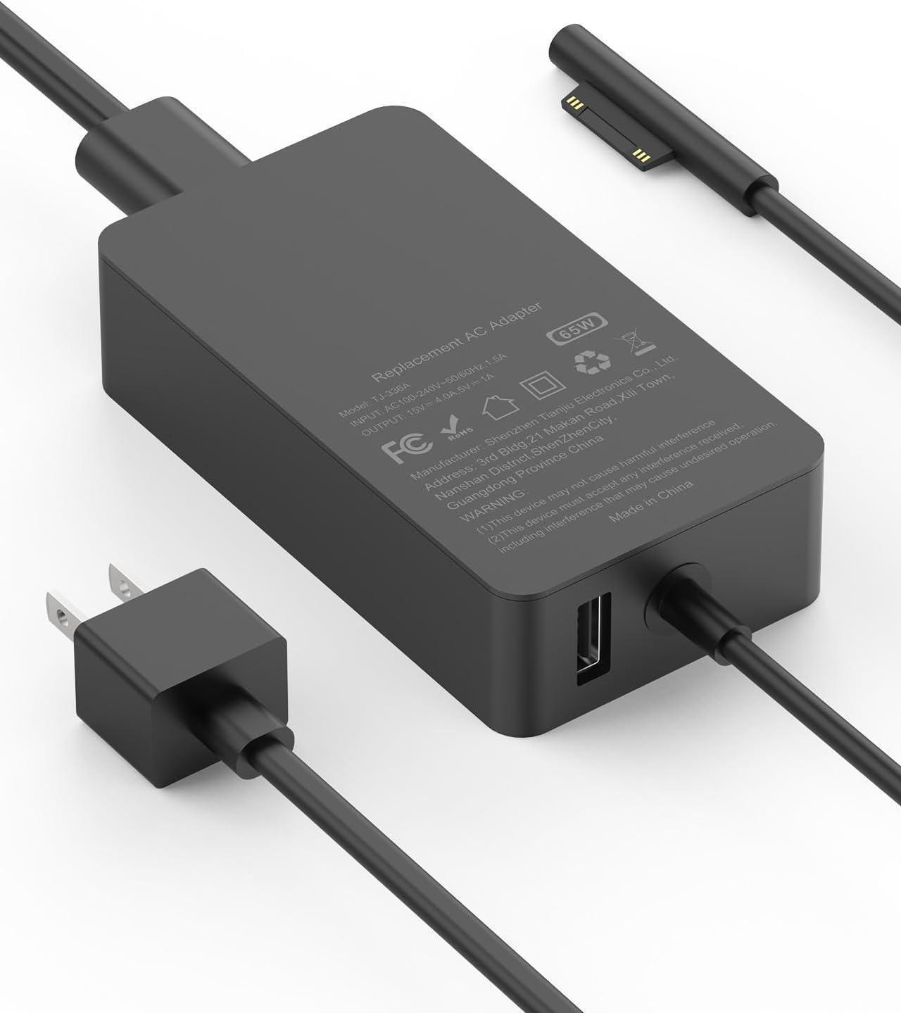 Surface Pro Charger 65W, for Microsoft Surface Pro 9/8/7+/7/6/5/4/3/X, Windows Surface Laptop 5/4/3/2/1/Studio, Laptop Go 2/1, Surface Book 3/2/1, Surface Go 3/2/1, with 10ft Magnetic Cable