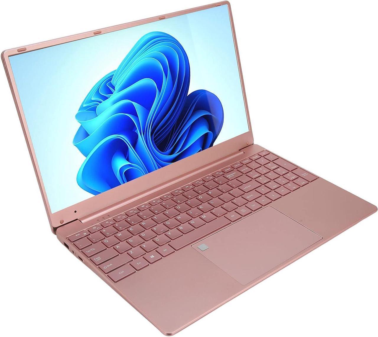 15.6 Inch Laptop, 2K IPS 1080P Laptop with Fingerprint Readerm Quad Core 2.9GHz CPU 12GB RAM 512GB ROM 7000mAh Battery for Win 10, Rose Gold (12+512G US Plug)