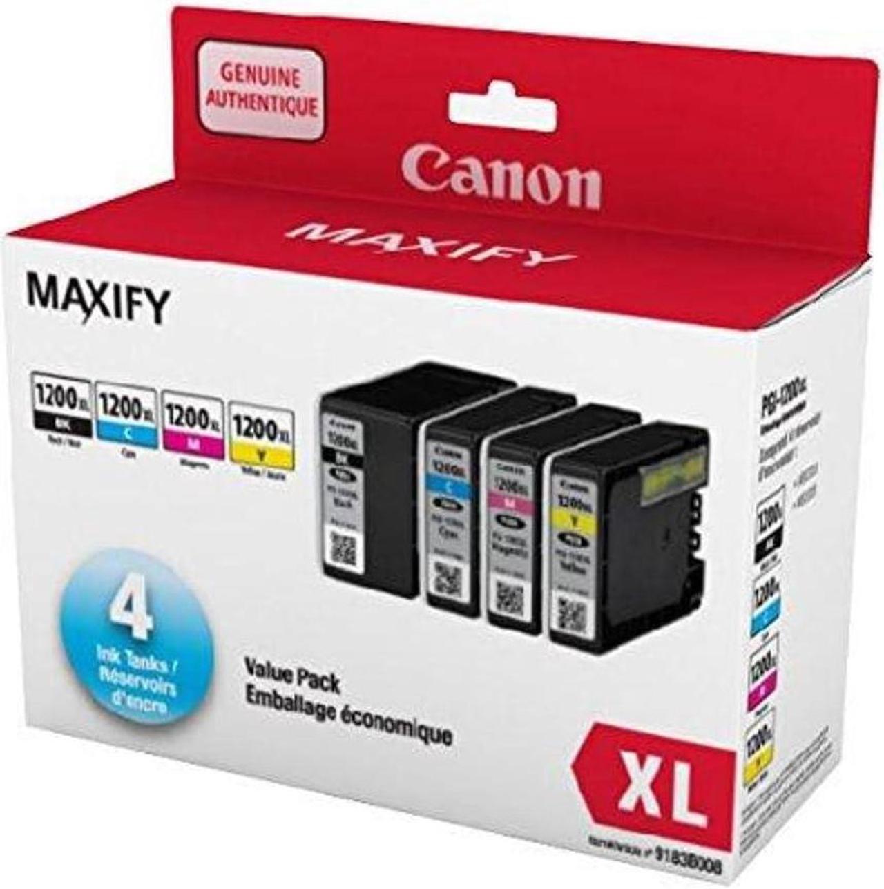 Genuine Canon PGI-1200XL High Yield Four Colour Value Pack, Black, Cyan, Magenta and Yellow Ink Catridges