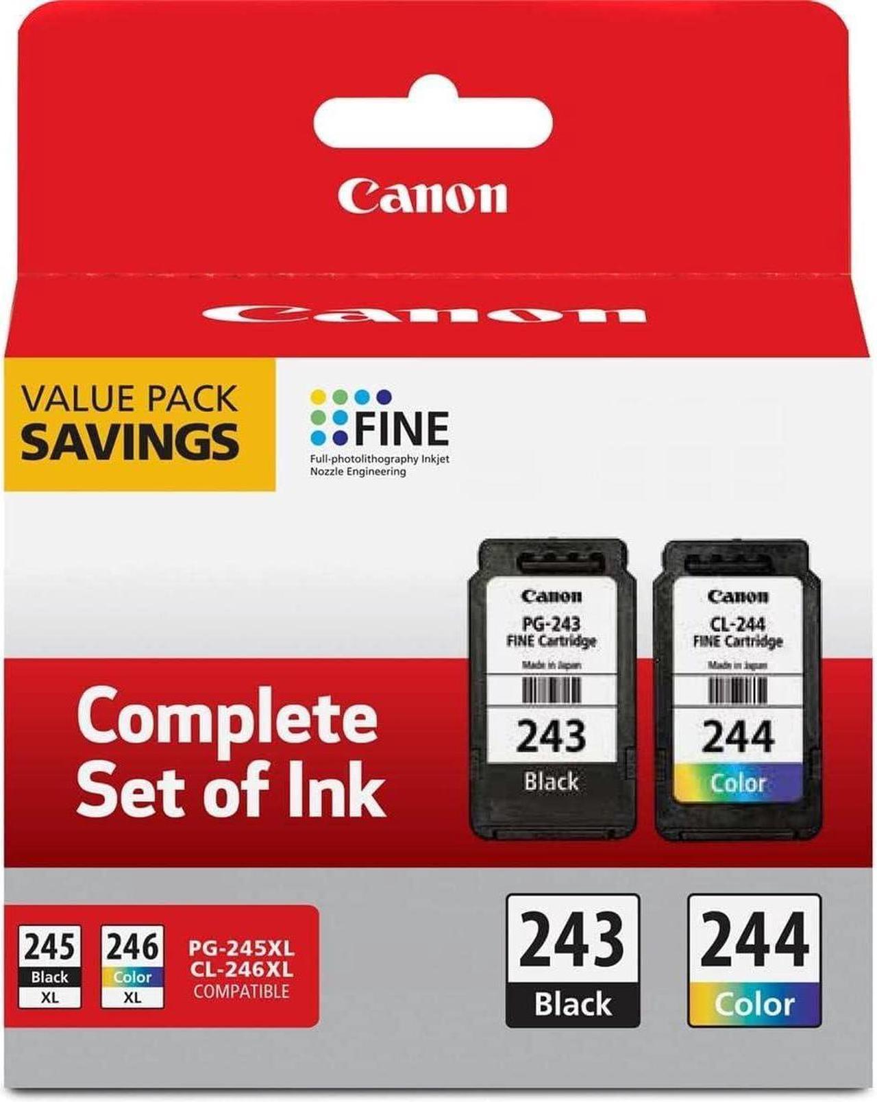 Canon PG-243/CL-244 Black and Color Ink Cartridge Value Pack for Select PIXMA IP, MG, MX, TR, TS Series Printers, 2-Pack