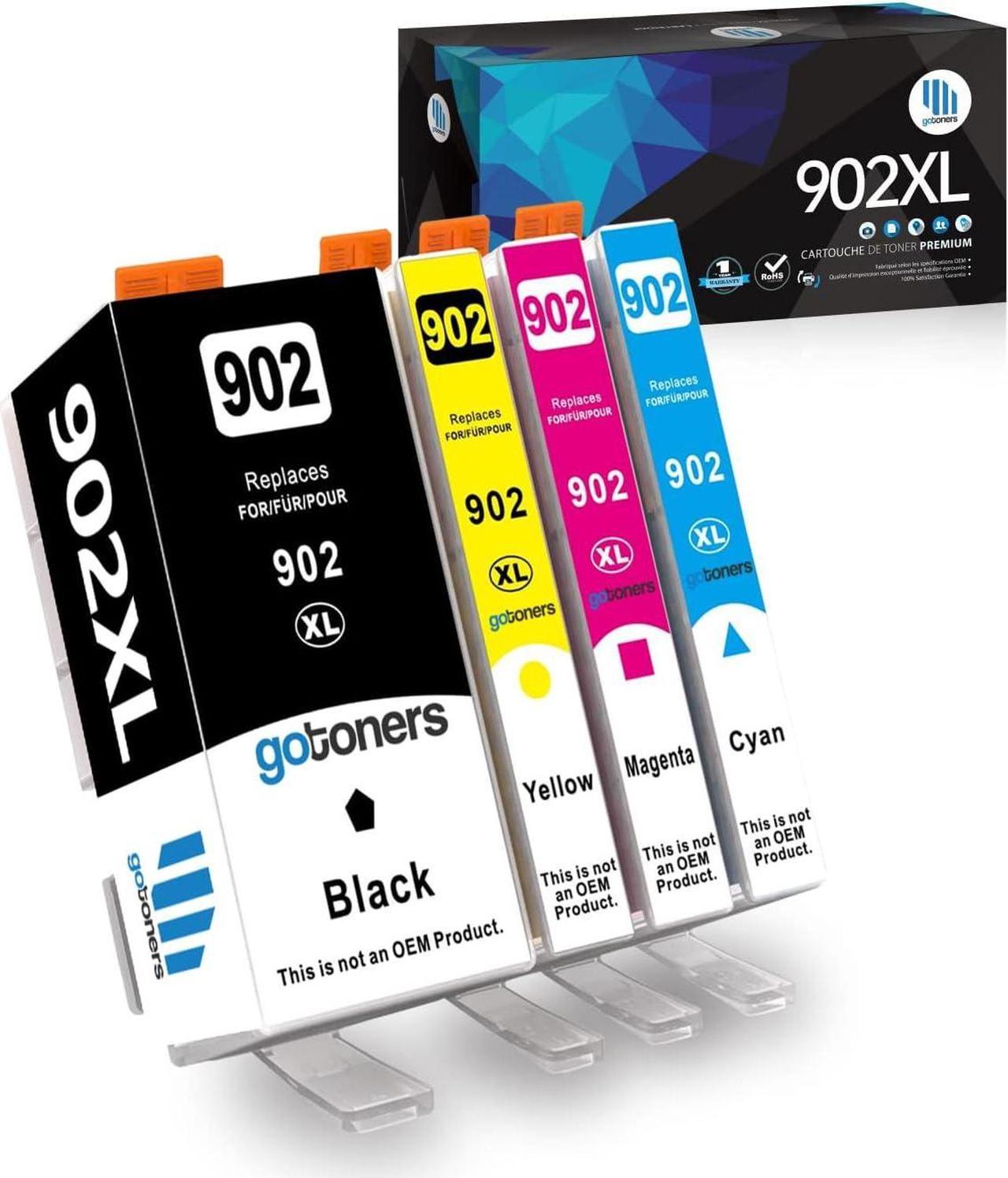 Gotoners Compatible HP 902XL 902 XL Ink Cartridge with Latest Chip for OfficeJet Pro 6978 6968 6960 6970 Officejet 6962 6958 6954 6950 Printers (Black, Cyan, Magenta, Yellow, 4 Pack)