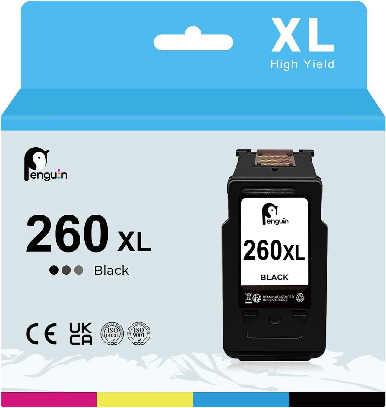 Penguin 260 XL Black Remanufactured Printer Ink Cartridge Replacement for Canon PG-260XL for TS5320 TS6420 TS 6420a TR7020 TR7022 TR7022a High Yield 1-Pack