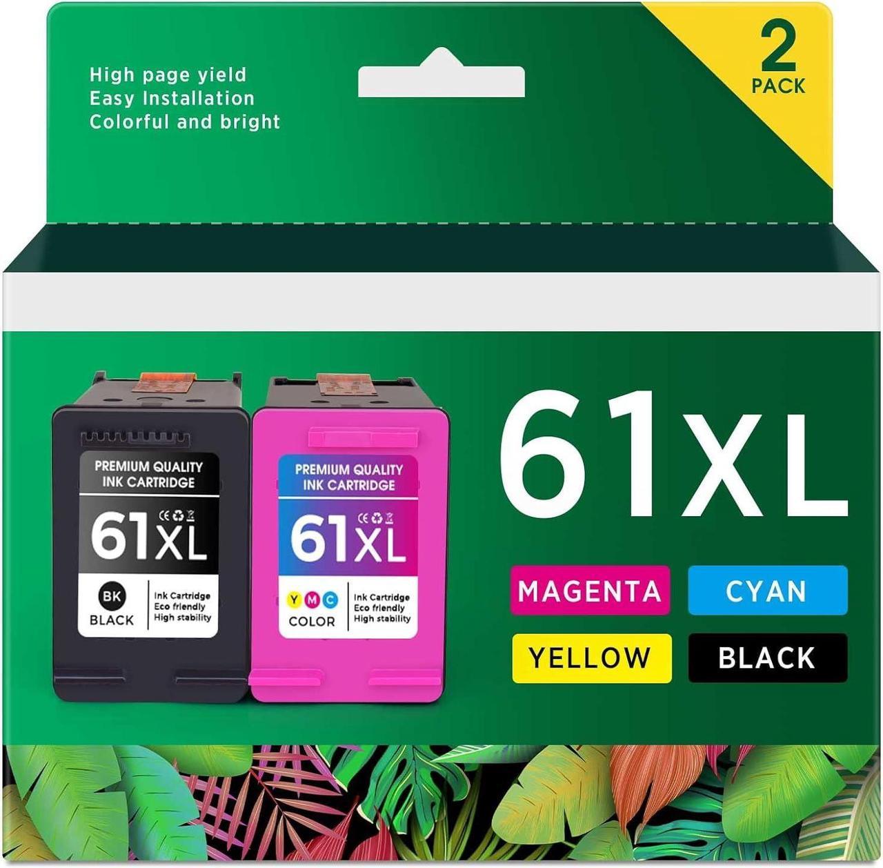 61XL 61 Ink Cartridge Replacement  61 Ink Cartridge Combo Pack  Ink 61 Work with OfficeJet 4630 ; DeskJet 1010, 1050; Envy 4500, 5530 Printer (1Black/1Tri-Color, 2PK)