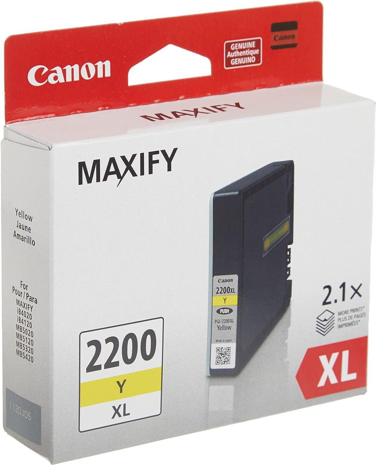 Genuine Canon PGI-2200 XL HIGH Yield Pigment Ink Cartridge, Yellow