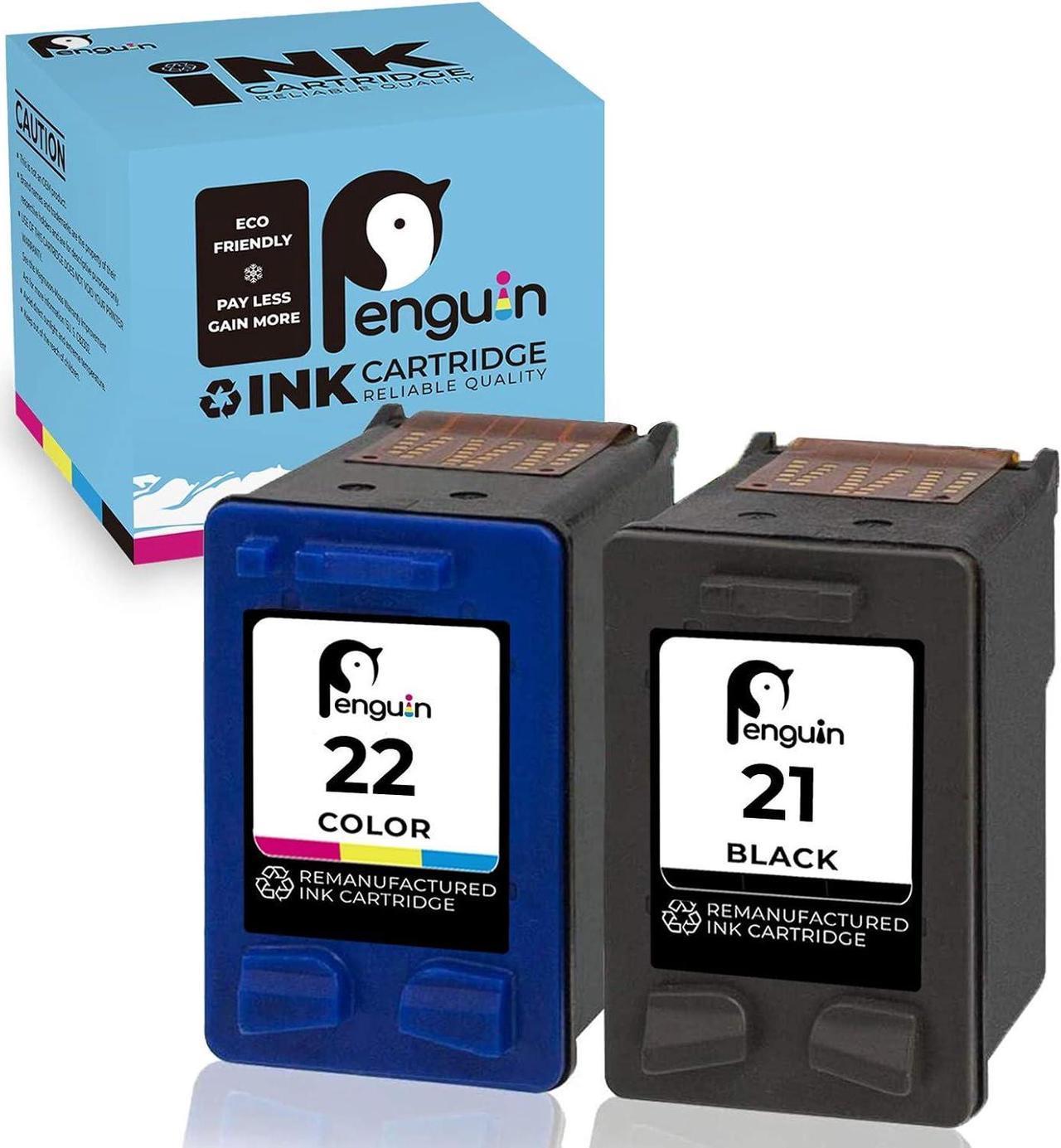 Penguin Remanufactured Printer Ink Cartridge Replacement  21XL 22XL 21 22 for Officejet 4315 J3680 Deskjet 3915 3930 D1341 D1420 D1455 D1520 PSC 1410 (1 Black 1 Color) Combo Pack