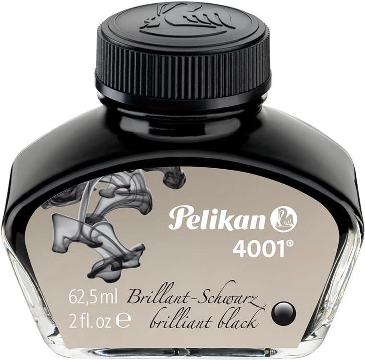 Pelikan 4001 Bottled Ink for Fountain Pens, Brilliant Black, 62.5ml, 1 Each (329144)