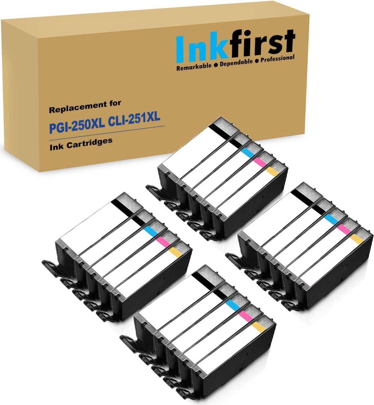 4 Set of 5 Inkfirst Compatible PGI-250XL CLI-251XL PGI-250 CLI-251 Ink Cartridges Replacement for Canon PIXMA MX922 MG5420 MG5422 MG5500 MG5520 MG5522 PGI250XL CLI251XL Black Cyan Magenta Yellow