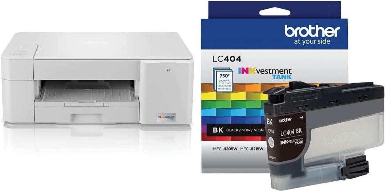 Brother MFC-J1205W INKvestment Tank Multifunction Colour Inkjet Printer & Genuine LC404BK Yield Black INKvestment Tank Ink Cartridge