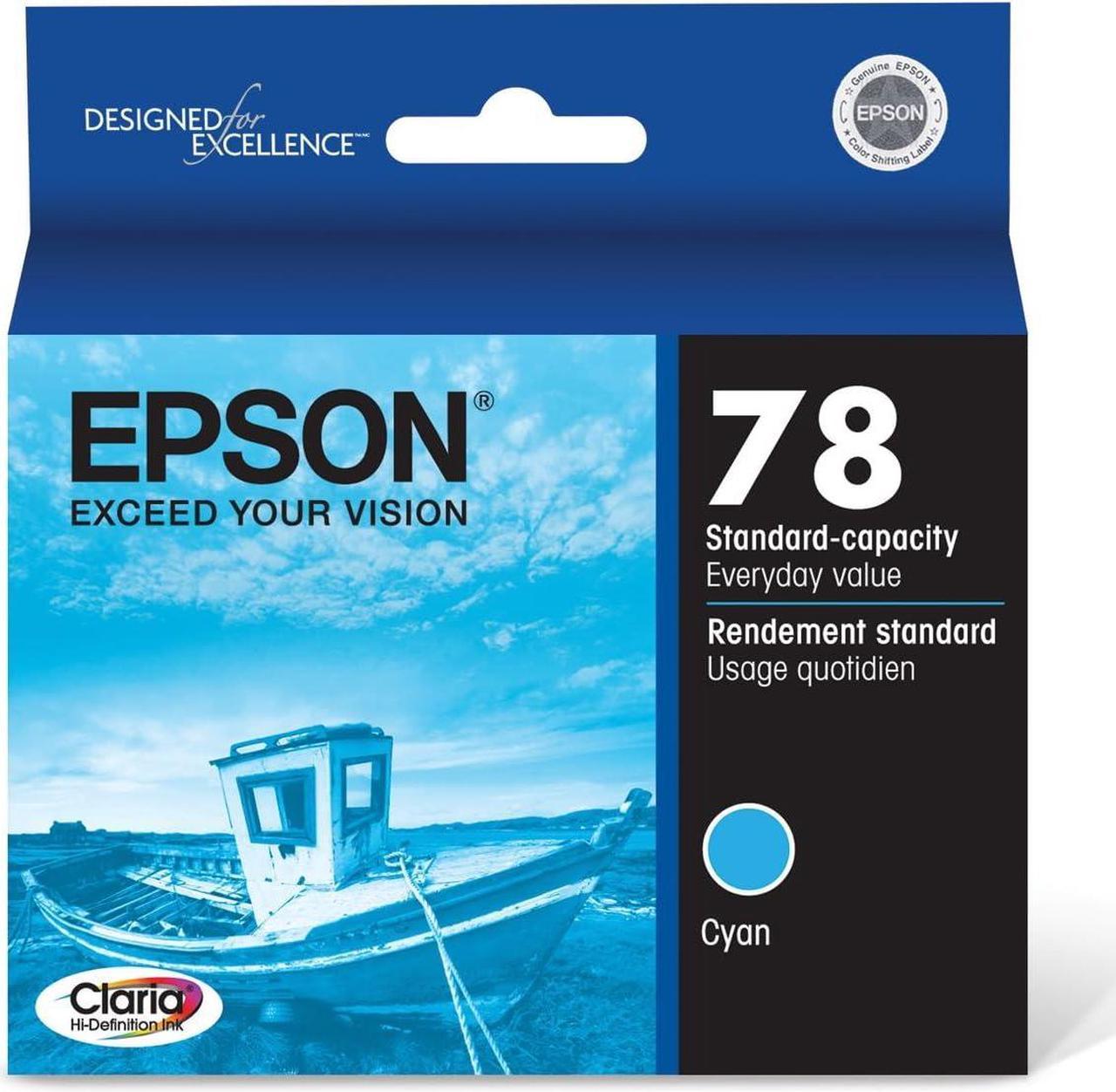 Epson T078220-S T078 Clarian Cyan Ink Cartridge, Standard Capacity with Sensormatic Sensor