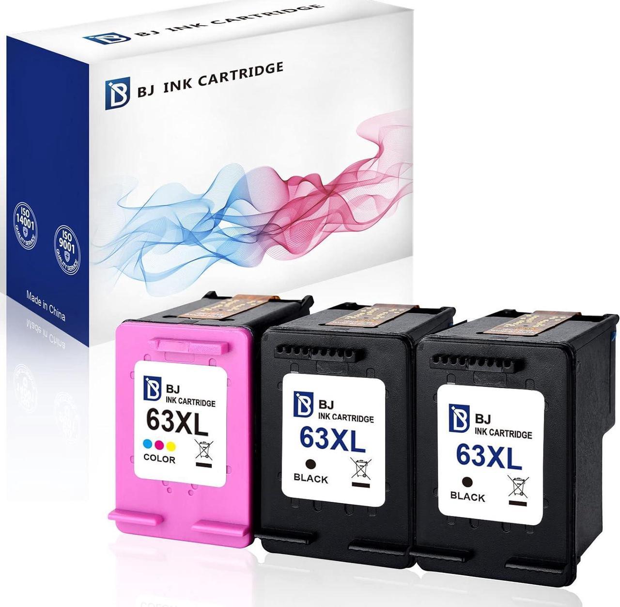 BJ Remanufactured Ink Cartridge Replacement  63 XL 63XL to Use with HP OfficeJet 5255 5258 3830 3831 3832 Envy 4512 4516 4520 DeskJet 1112 2130 3633 3634