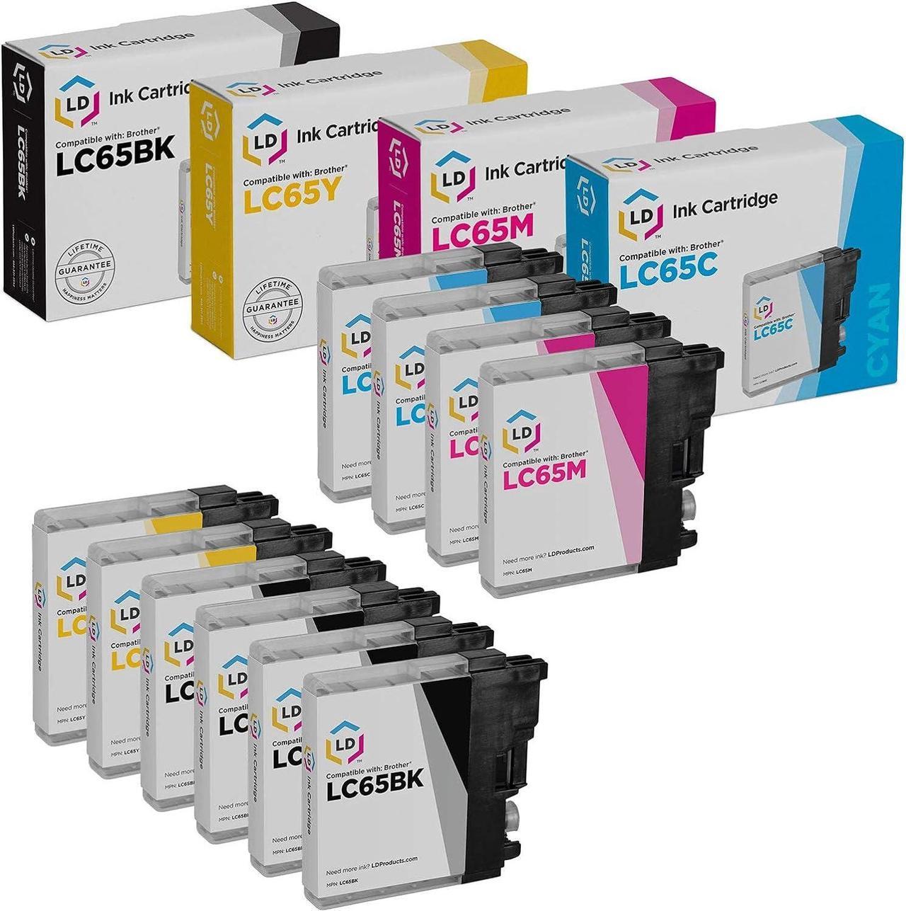 LD Compatible Ink Cartridge Replacement for Brother LC65 High Yield (4 Black, 2 Cyan, 2 Magenta, 2 Yellow, 10-Pack)