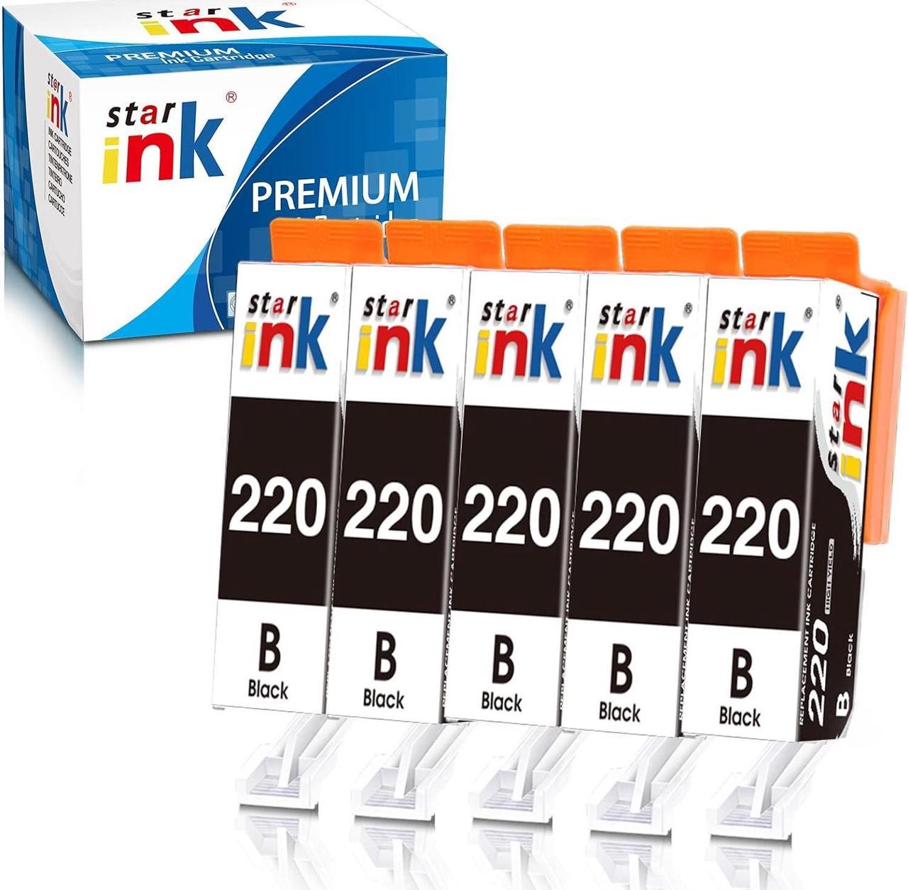 Starink(5-Pack Compatible Ink Cartridge Replacement for Canon PGI-220 Black PGI220 for Pixma MX870 MX860 MP560 MP620 MP640 MP980 MP990 iP3600 iP4600 iP4700 MP540 MP550 MP630 Printer