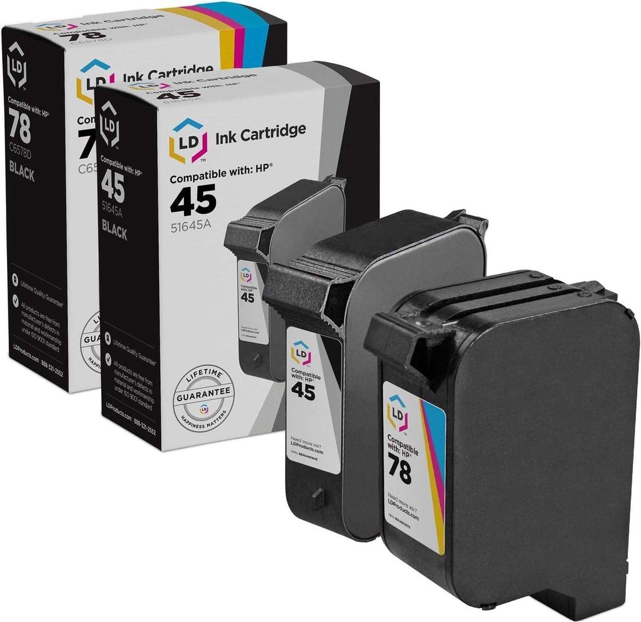 LD Remanufactured Replacements  45 / 51645A & HP 78 / C6578D Set of 2 Ink Cartridges (1 Black, 1 Color)