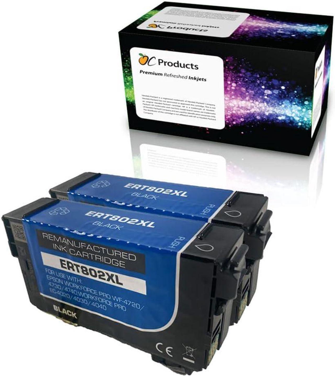 Printronic OCProducts Remanufactured Ink Cartridge Replacement 2 Pack for Epson 802XL Workforce Pro WF-4720 WF-4730 WF-4734 WF-4740 EC-4020 EC-4030 EC-4040 (2 Black) (OC802XLB2PK)