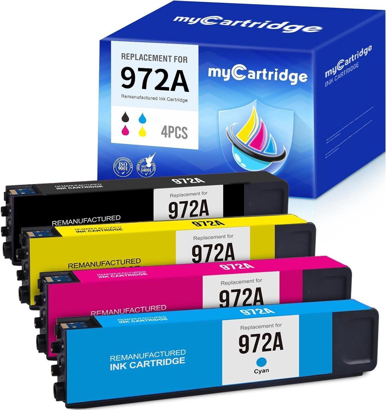 myCartridge Remanufactured Ink Cartridge Replacement  972 972A Ink Cartridges Combo Pack use with PageWide Pro 477dw 577dw 377dw 477dn 452dn 452dw 552dw Black Cyan Magenta Yellow (4-Pack)