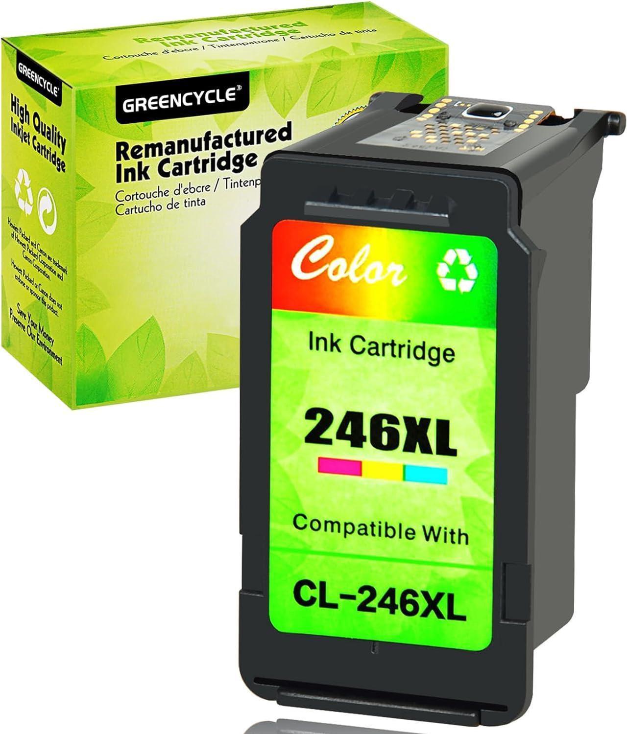 greencycle Re-Manufactured CL-246XL CL246XL 246XL CL-244 Ink Cartridge Compatible for Canon Pixma MX490 MG2522 MG2525 MG2920 MG2922 MG2924 MG3020 MG3022 MG3029 TS3120 TS3122 TS202 (Tri-Color, 1 Pack)