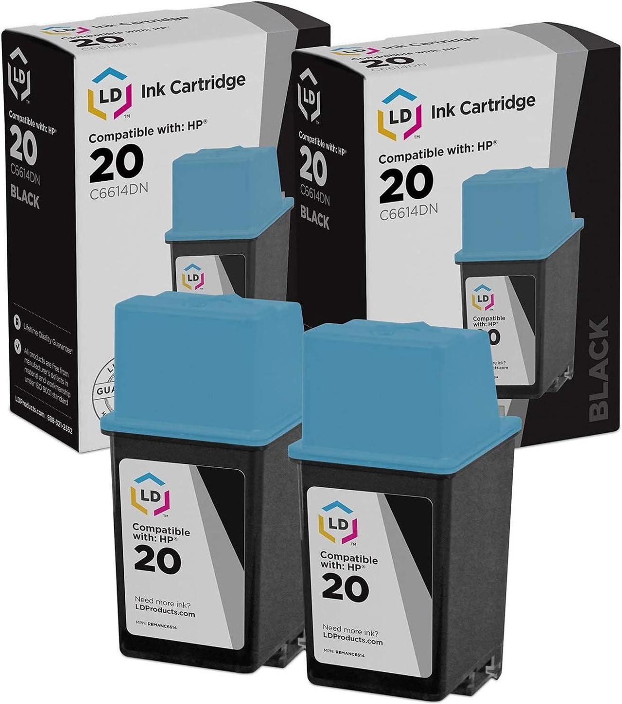 Copy of Remanufactured Replacements for Hewlett Packard C6614DN (HP 20) Set of 2 Black Inkjet Cartridges