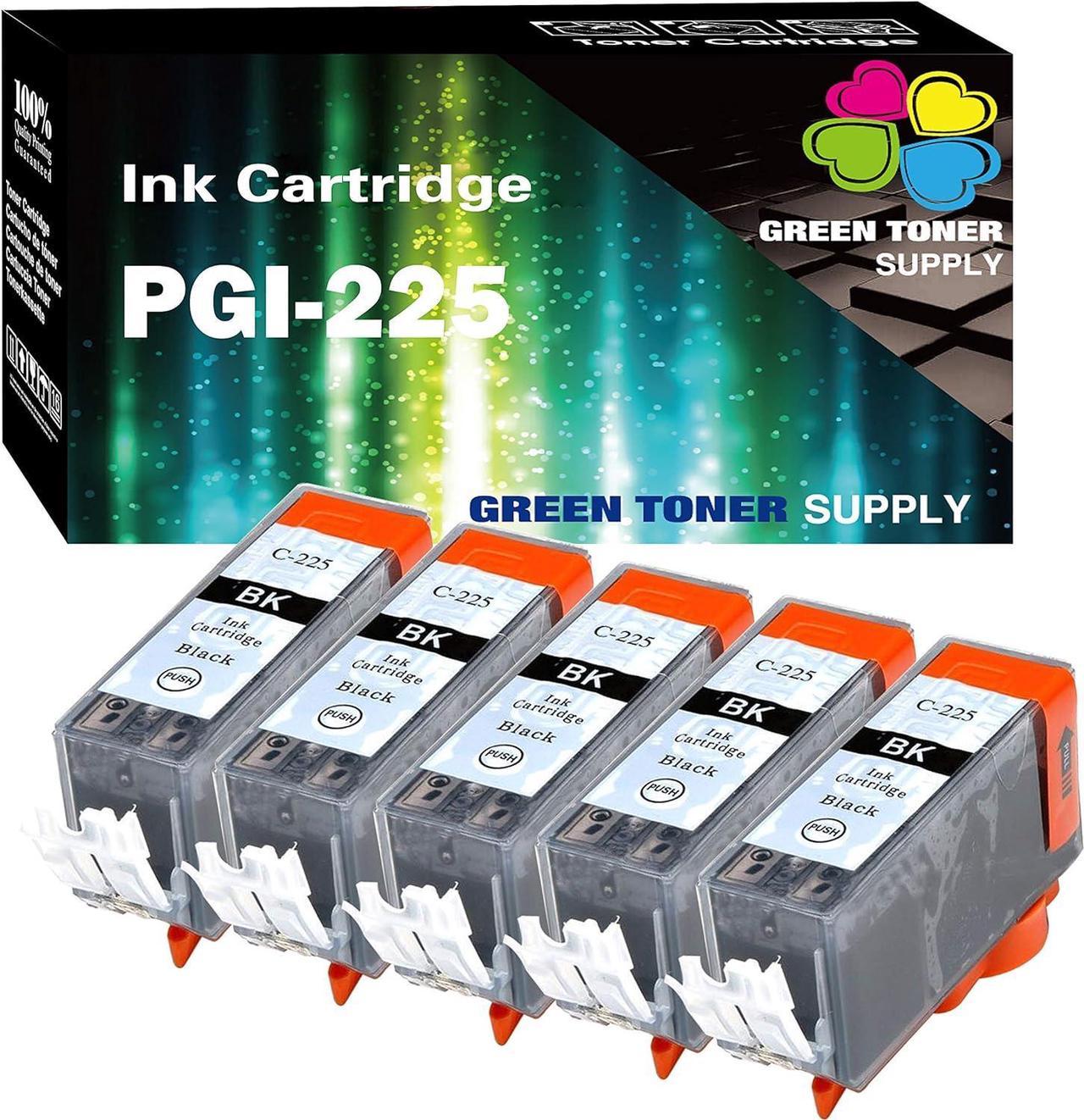 (Value Pack Set of 5) GTS Compatible PGI225 Black Ink Cartridge, PGI-225 Black 5 Pack, for PIXMA MG5120 MG5220 MG5320 MG6120 MG6220 MG8120 MG8120B MG8220 Inkjet Printer