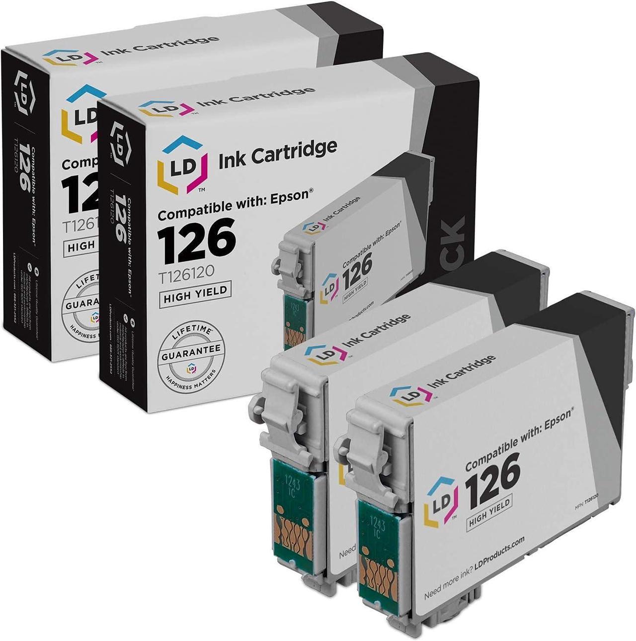 LD Remanufactured Epson 126 / T1261 / T126120 Set of 2 HY Black Ink Cartridges for Stylus NX330, NX430 & Workforce ...