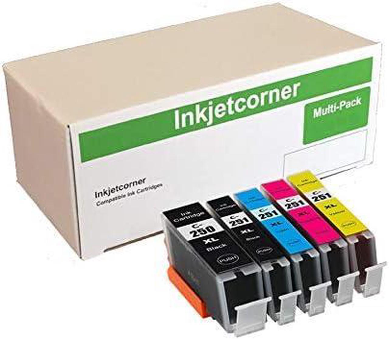 Inkjetcorner Compatible Ink Cartridges Replacement for PGI-250XL CLI-251XL for use with MG6420 MG5520 MG5522 MX922 MG5420 MG5422 (5-Pack)