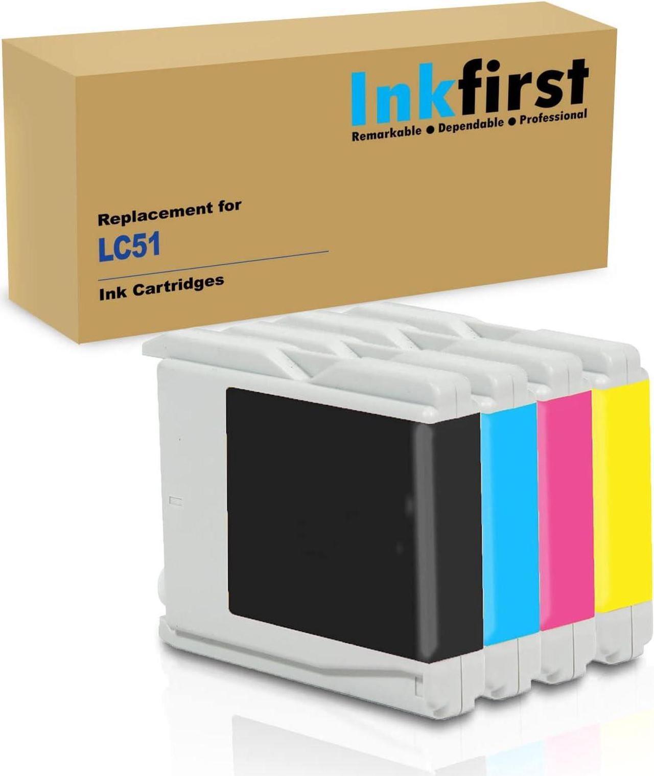 1 Set of 4 Inkfirst® Ink Cartridges LC51 Compatible Remanufactured for Brother LC51 MFC-230C MFC-240C MFC-3360C MFC-440CN MFC-465CN MFC-5460CN MFC-5860CN MFC-665CW MFC-685CW MFC-845CW MFC-885CW