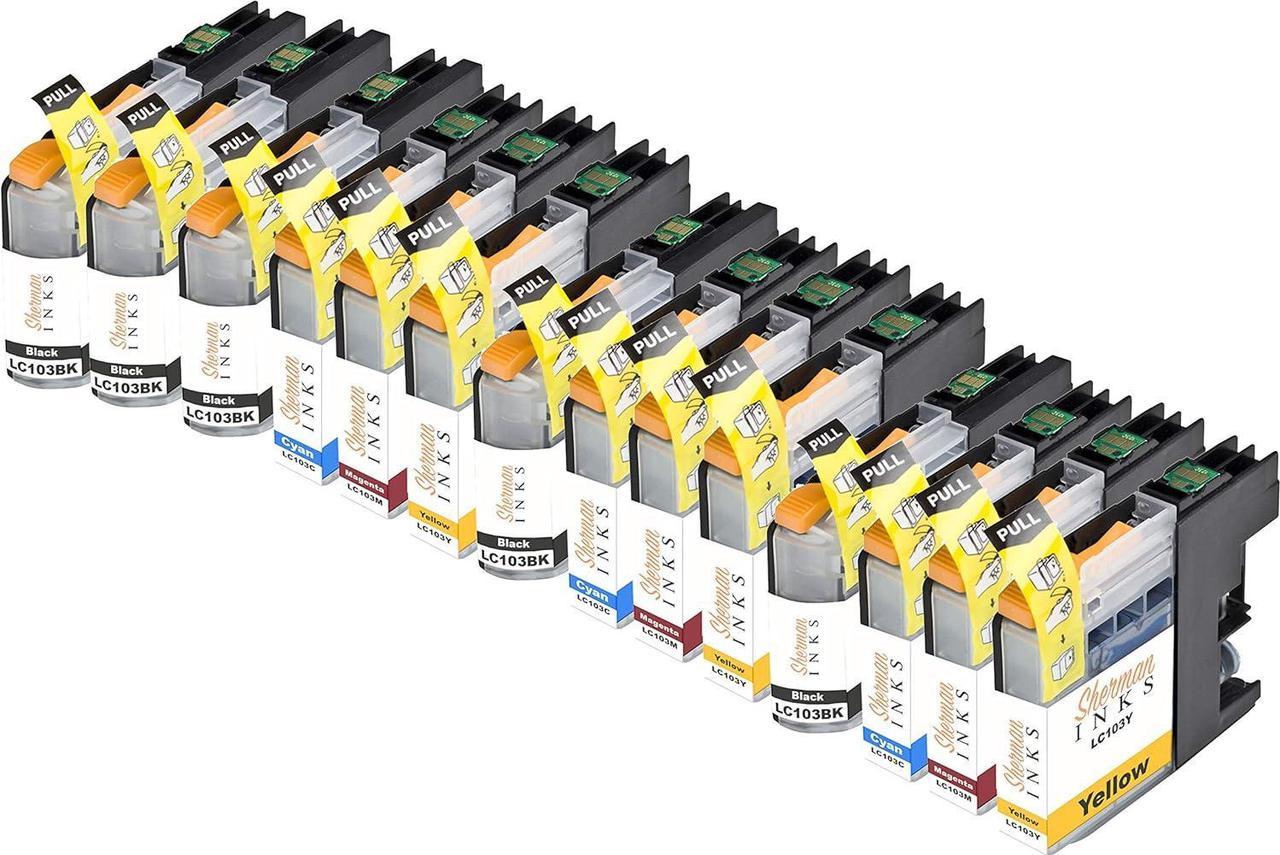 Sherman Inks Compatible Ink Cartridge Replacement for Brother LC101, LC103 (Black, Cyan, Magenta, Yellow, 14 Pack)