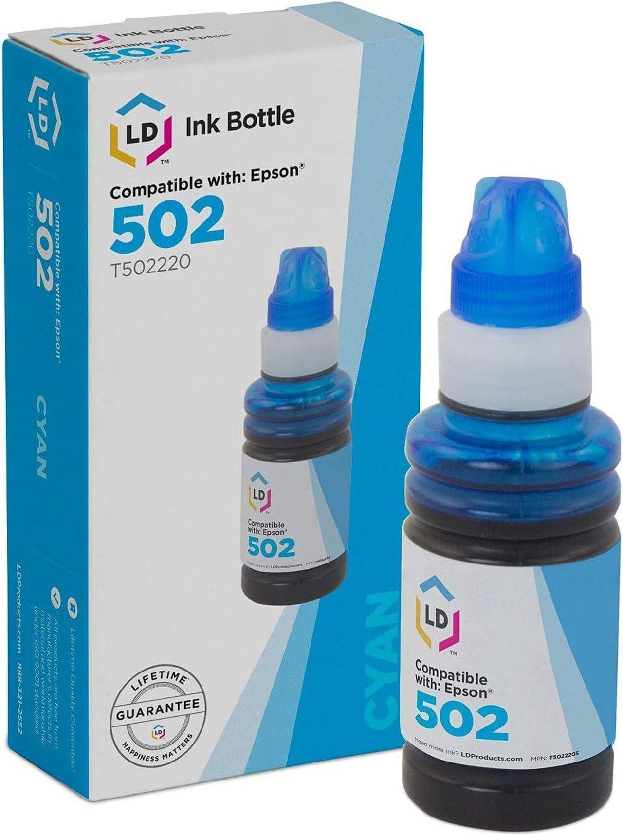 LD Compatible Ink Bottle Replacement for Epson 502 T502220-S (Cyan)