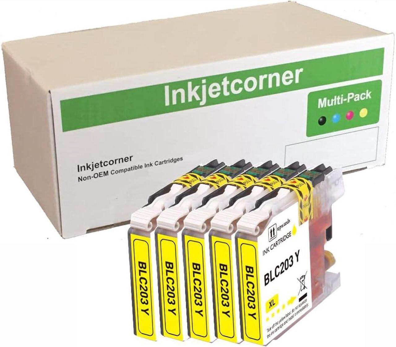 Inkjetcorner Compatible Ink Cartridges Replacement for LC203Y LC203XL for use with MFC-J460DW MFC-J480DW MFC-J485DW MFC-J680DW MFC-J880DW MFC-J885DW (Yellow, 5-Pack)