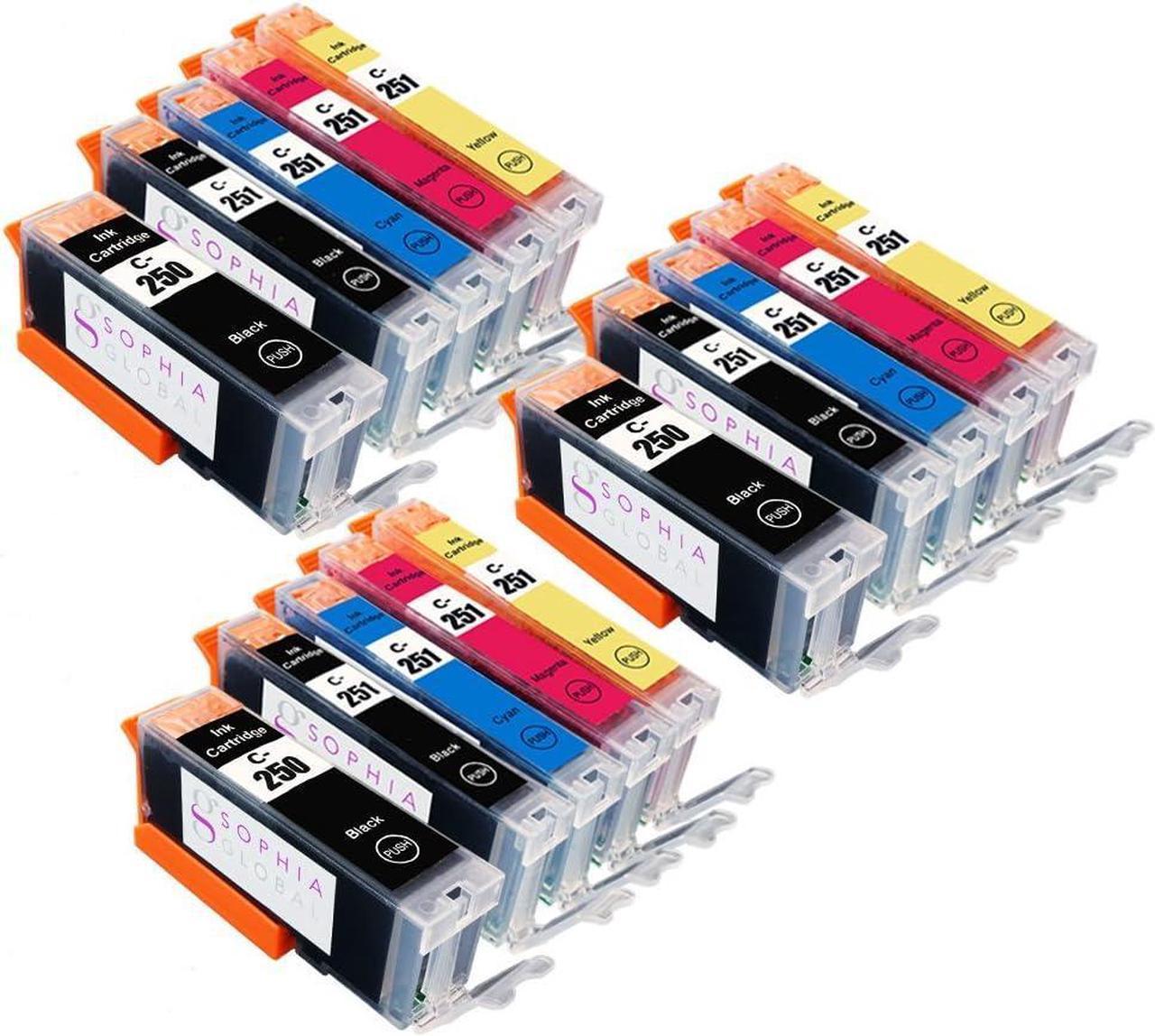 Sophia Global Compatible Ink Cartridge Replacement for Canon PGI-250 and CLI-251 (15-Pack)