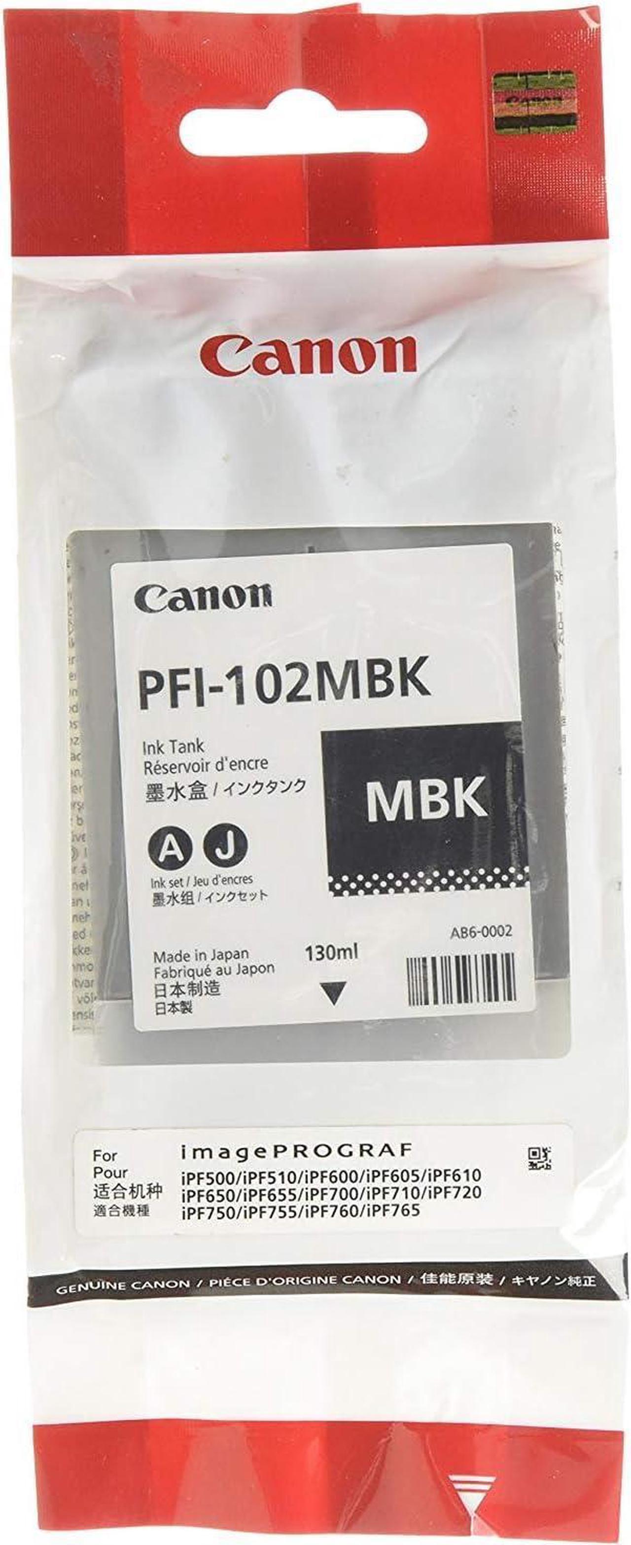 Canon 0894B001AA OEM Ink - (PFI-102MBK) iPF 500 600 605 610 700 710 720 750 755 Matte Black Ink Tank