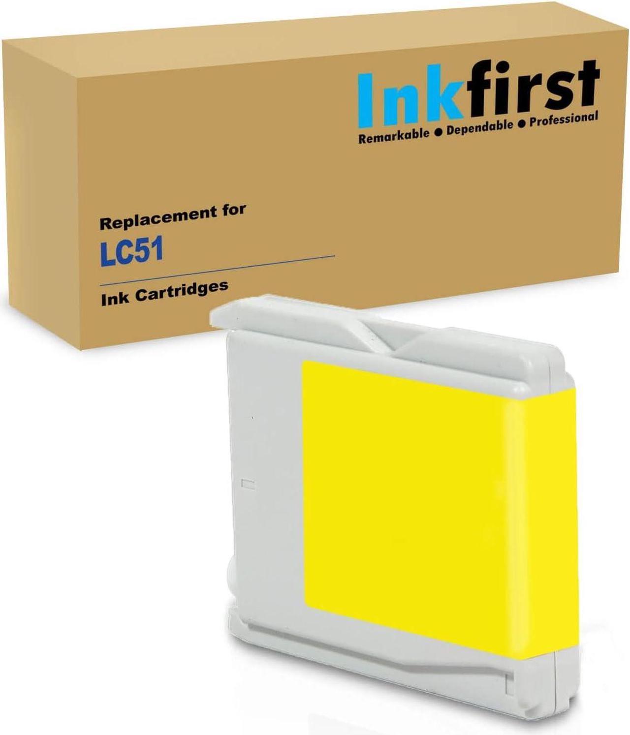 Inkfirst® Yellow Ink Cartridge LC51 Y Compatible Remanufactured for Brother LC51 Yellow MFC-230C MFC-240C MFC-3360C MFC-440CN MFC-465CN MFC-5460CN MFC-5860CN MFC-665CW MFC-685CW MFC-845CW MFC-885CW